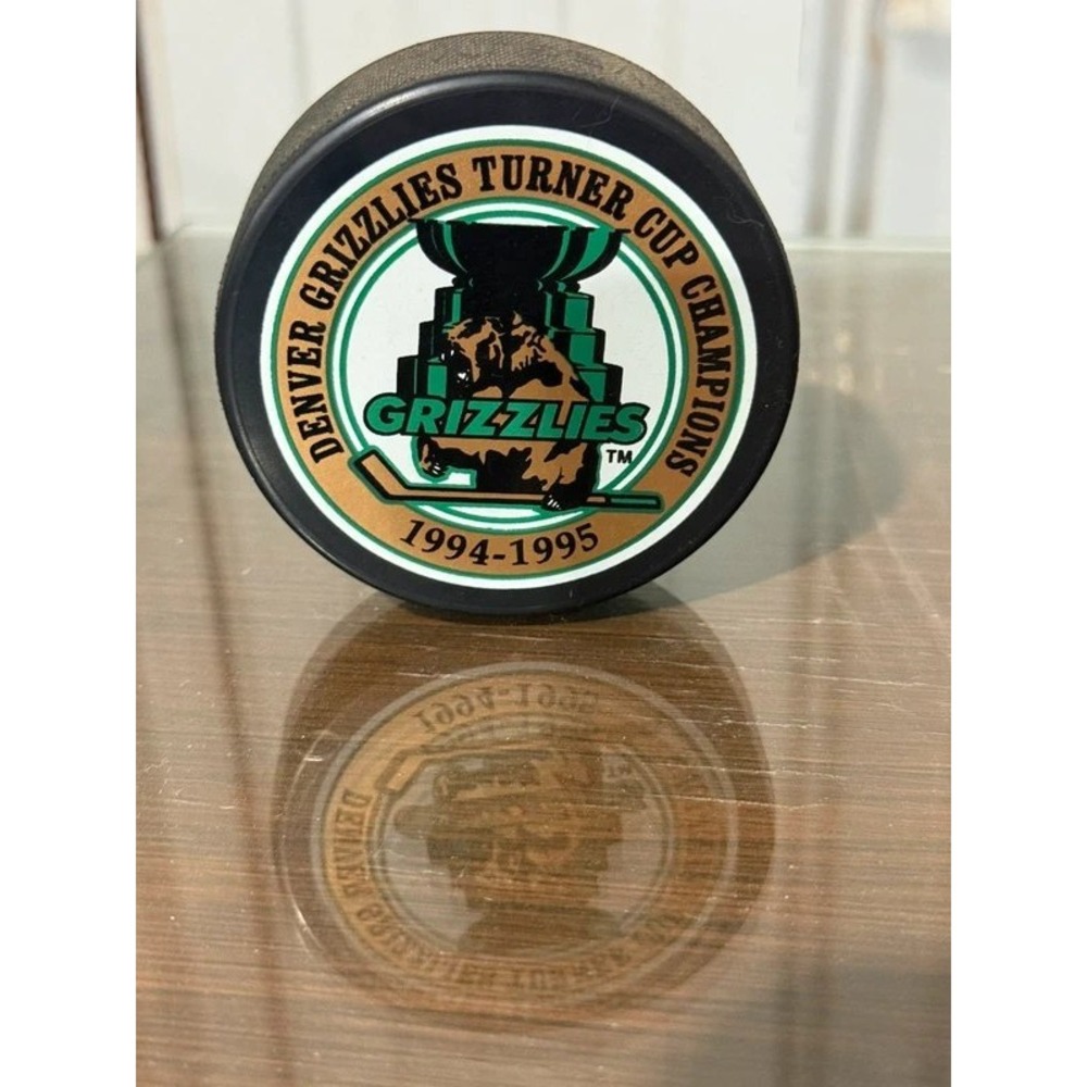 1995 Denver Grizzlies Turner Cup Champions Hockey Puck